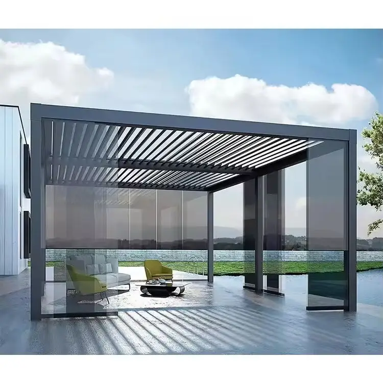 Professional Outdoor Canopy Waterproof Patio Gazebo Bioclimatic Adjustable Louver Aluminum Pergola