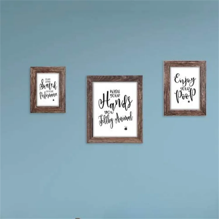 Solid Wood 8x10 Photo Display Picture Frames With Mat Customizable Logo Rustic Style Black Finish Can Display 11x14 Pictures Mat