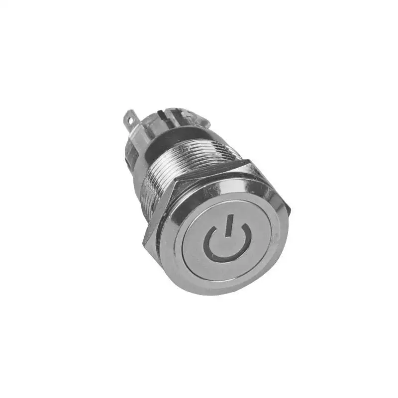 High Quality 19mm Flat Head Metal Power Switch 5 Pin Gold Plated Terminal  19mm Economical  Push Button Switch