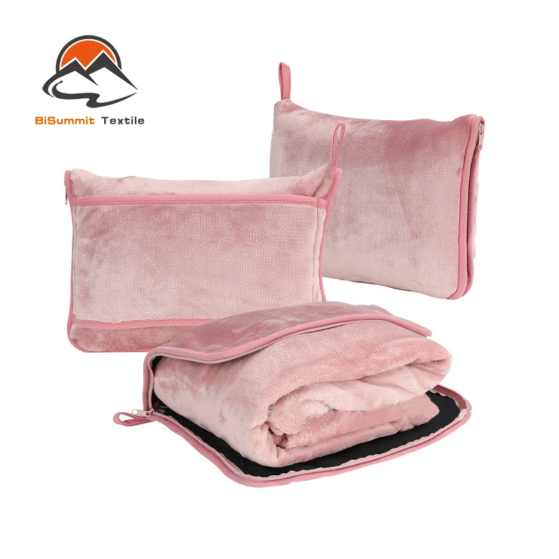 2-in-1 Foldable Flannel Travel Blanket Multifunctional Office and Airplane Bag Wearable Blanket for Comfortable Travel