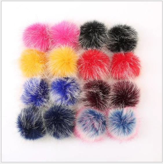 Wholesale Pom Pom For Beanie Hats  Snap On fluffy fox fur Pompom  Detachable Faux raccoon Fur Ball