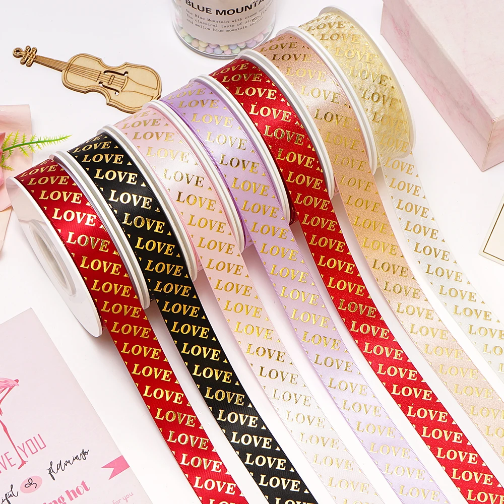 face ruban satin band golden ribbon bow handle rolls with logo luxury