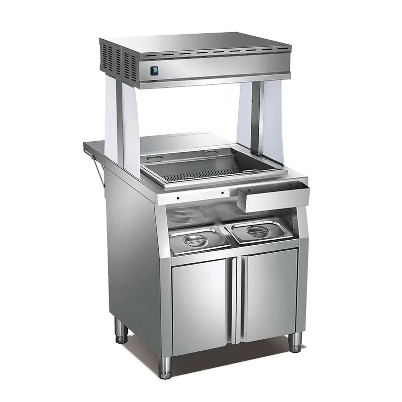Kitchen KFC Food Display Equipment Free Standing Chips Dump Warming Station Heated Cabinet French Fries vending machine Sanck