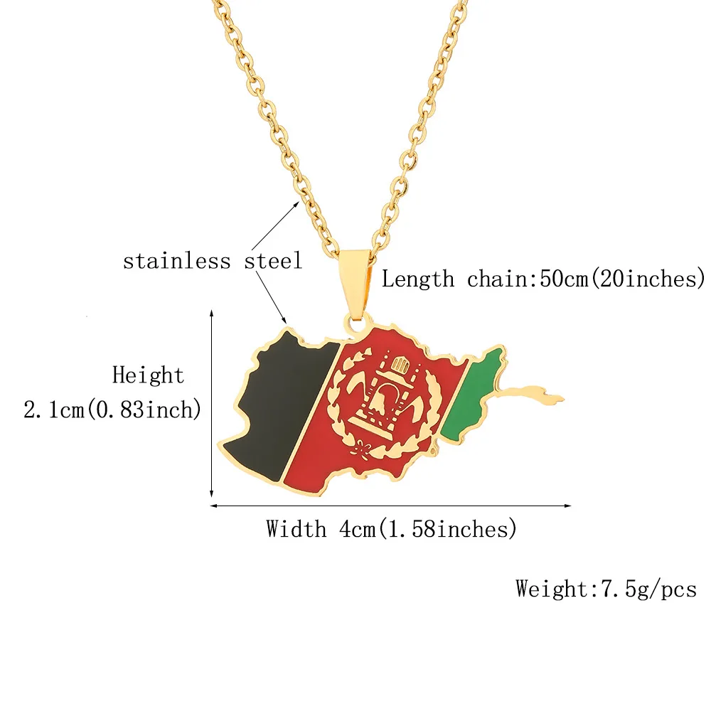 Cheap Stainless Steel Afghanistan Map Pendant Flag Necklace Oil Dropping Titanium Steel Accessories