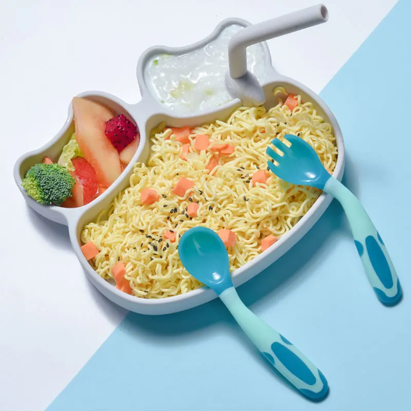 Eco Custom Logo Suction Baby Feeding Plate Food Grade Children dinnerware kid tableware Animal Shape Baby Silicone Baby Plates