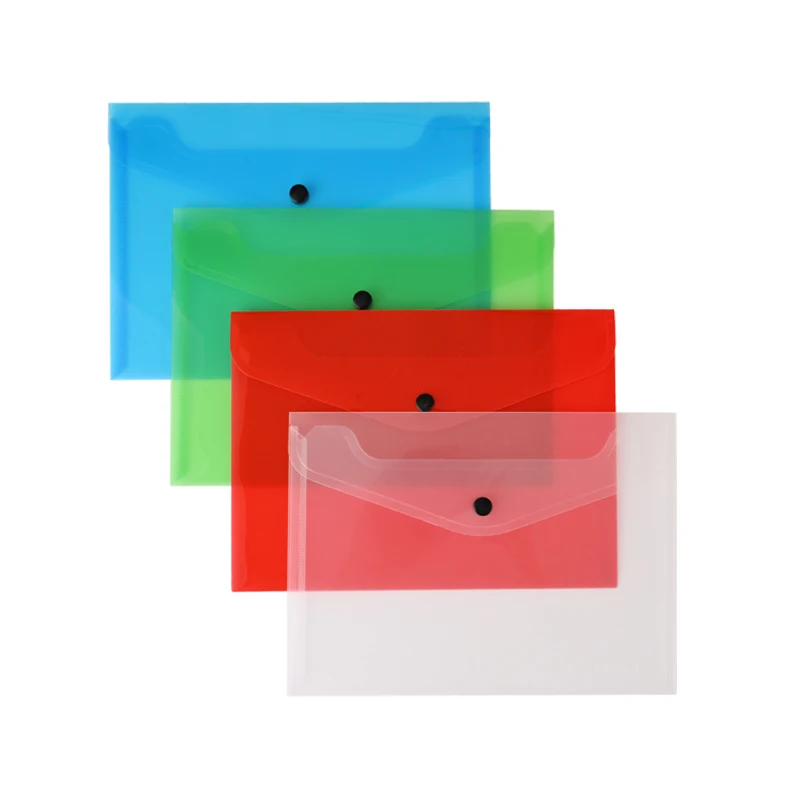 School supplies filing products A5 plastic wallets clear document bag folder with snap button mini clear plastic file folder
