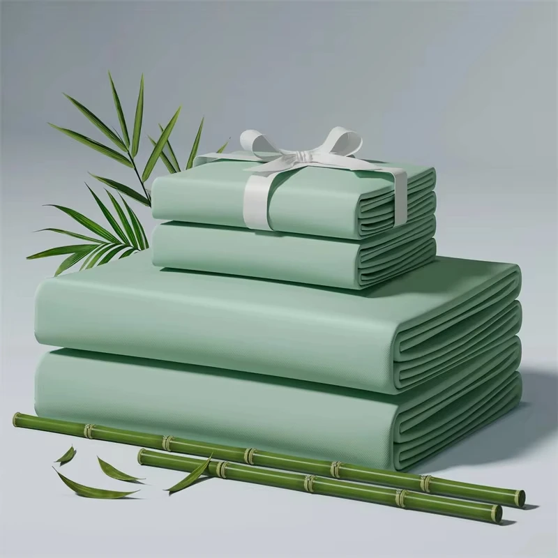 100% Organic Bamboo Bed Sheet Set 4-6 Pieces Silky Bedding Sets Hotel Luxuriously Soft Fitted Sheet Flat Sheet Pillowcase