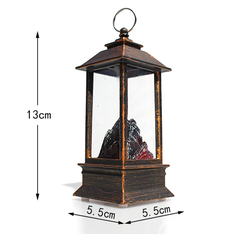Wholesale Retro Small Wind Lantern Simulated Christmas Lantern Battery Included Fire Lantern Lamp For Fireplace Home Decoration