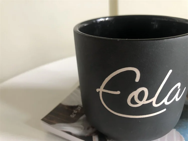 Wholesale bulk gift set custom logo nordic 300ml porcelain ceramic latte cup matte black coffee tea mug
