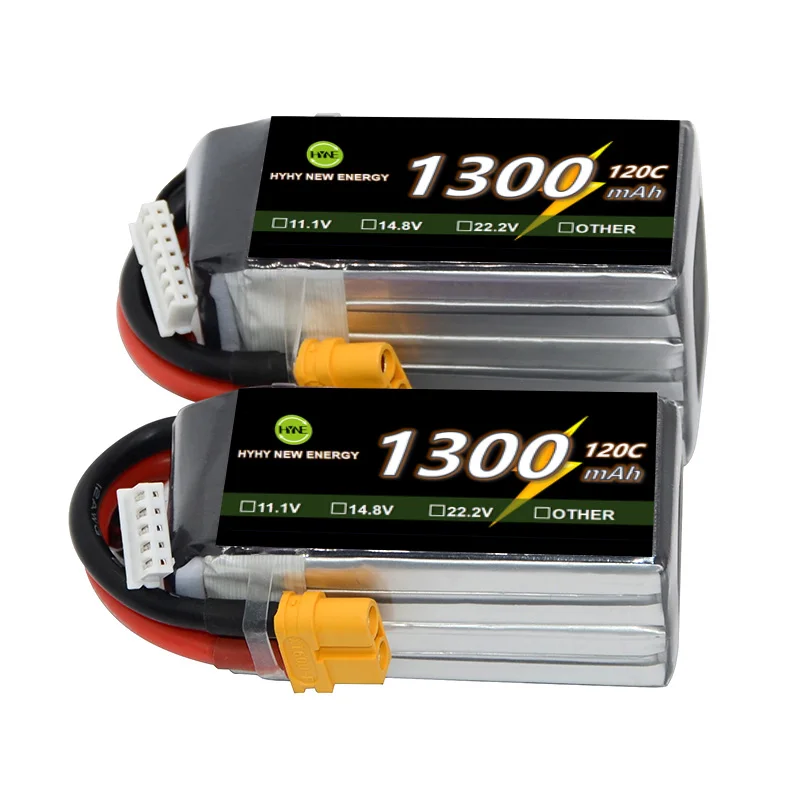 Factory grade A+ high discharge rate 120C 11.1V 14.8V 22.2V(6S) 1300mAh fpv racing drone OEM lithium ion polymer lipo battery