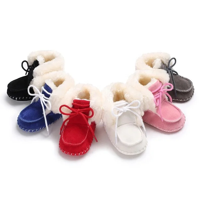 Unisex Handmade Winter Fur Baby Shoes Warm Toddler Girls Snow Boots