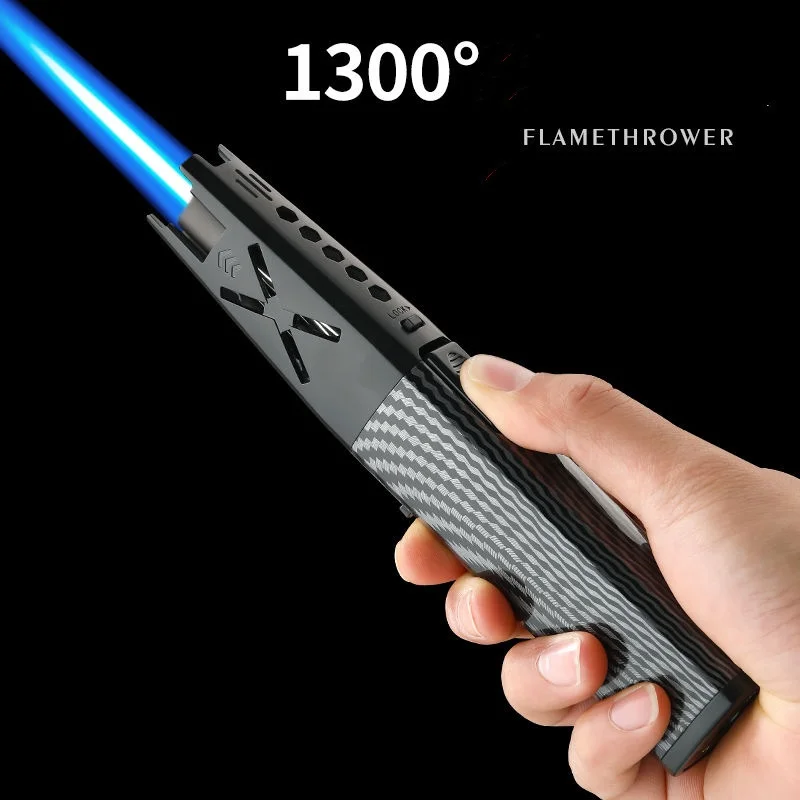 High Quality Blue Jet Flame Torch Lighter Welding Gun Refillable Windproof Butane Gas Lighter For Cigar Kitchen BBQ