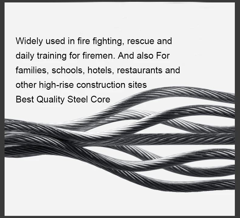 customized  size rope  Wire steel rope Material nylon cover fire  safety rope for firefighting Use