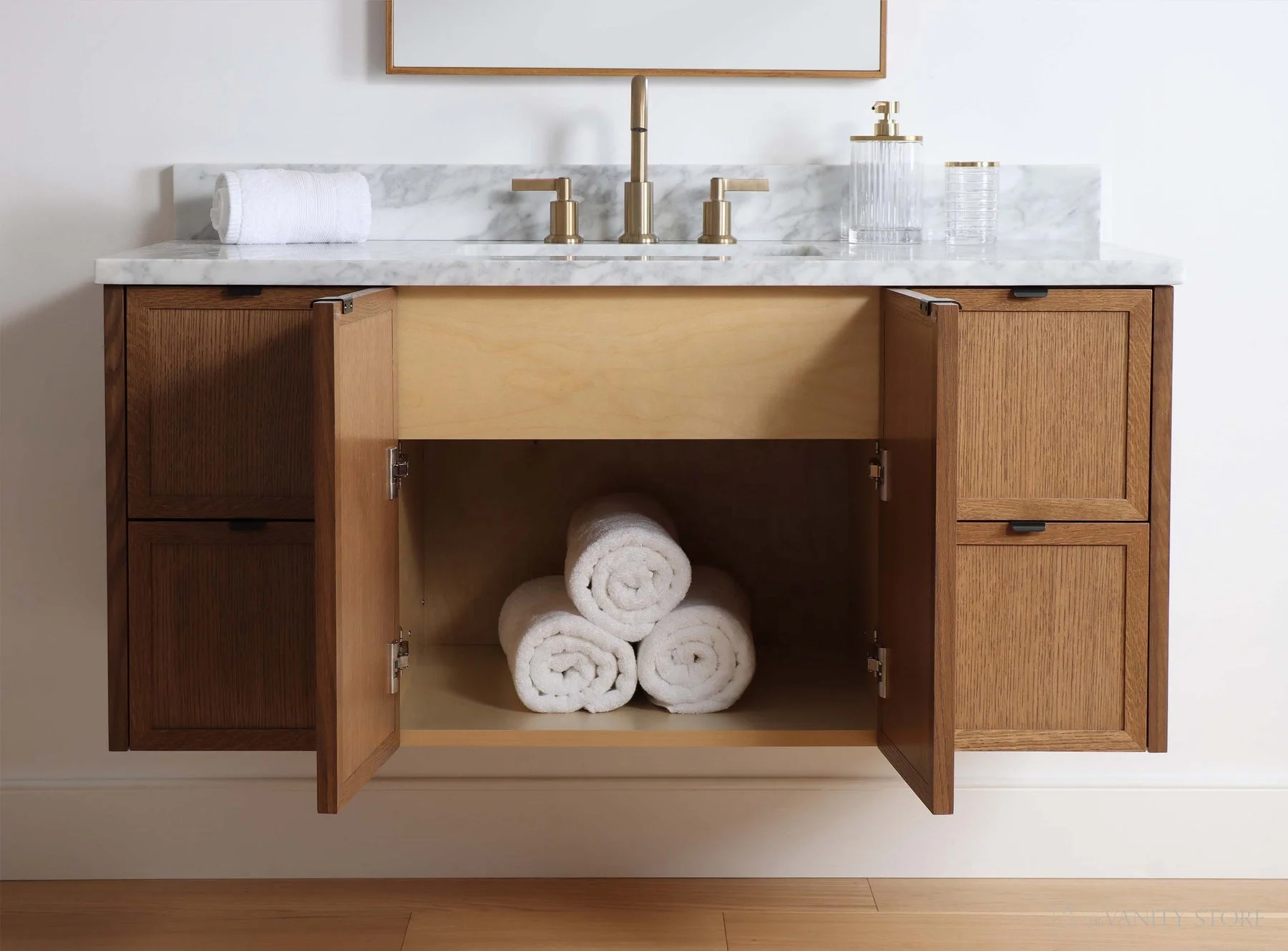 New Custom Furniture Wood Modern Vanities Simple Design Laundry Bath Basin Bathroom Vanity Cabinet
