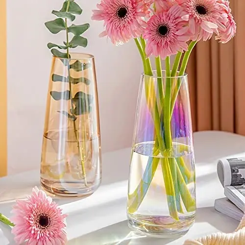 Modern hand-made glass transparent hydroponic plant container magic clear glass cone flower vase for wedding decor