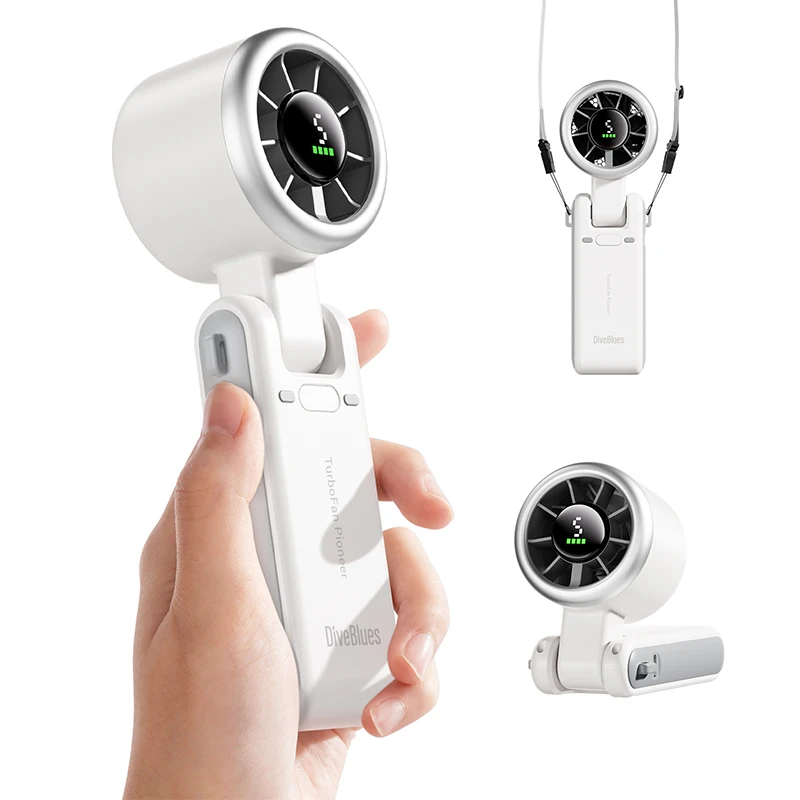 OEM Logo 4000mAh Large Battery Capacity 13550RPM High Speed Portable Wearable Air Cooler Hand-held Mini Fan