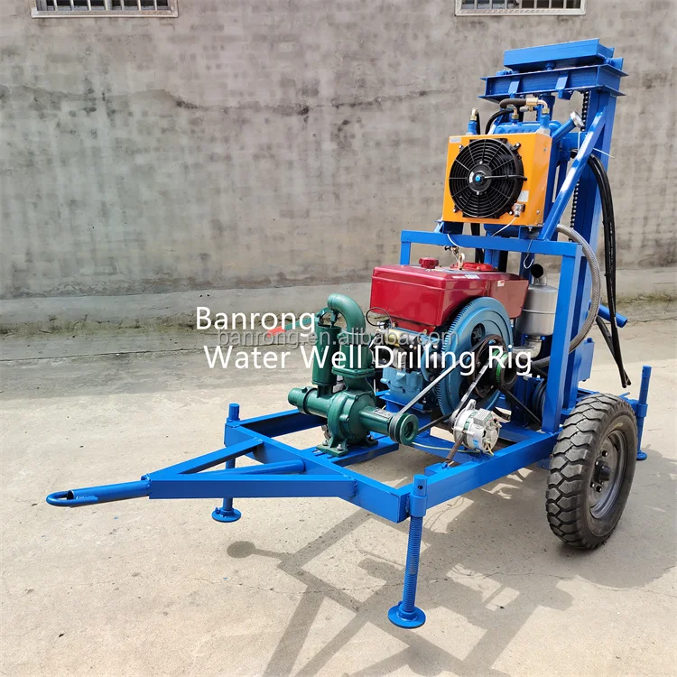 banrong 22HP Diesel Engine 120m Wheel Drilling Rig mine drilling rig water drilling rig for well