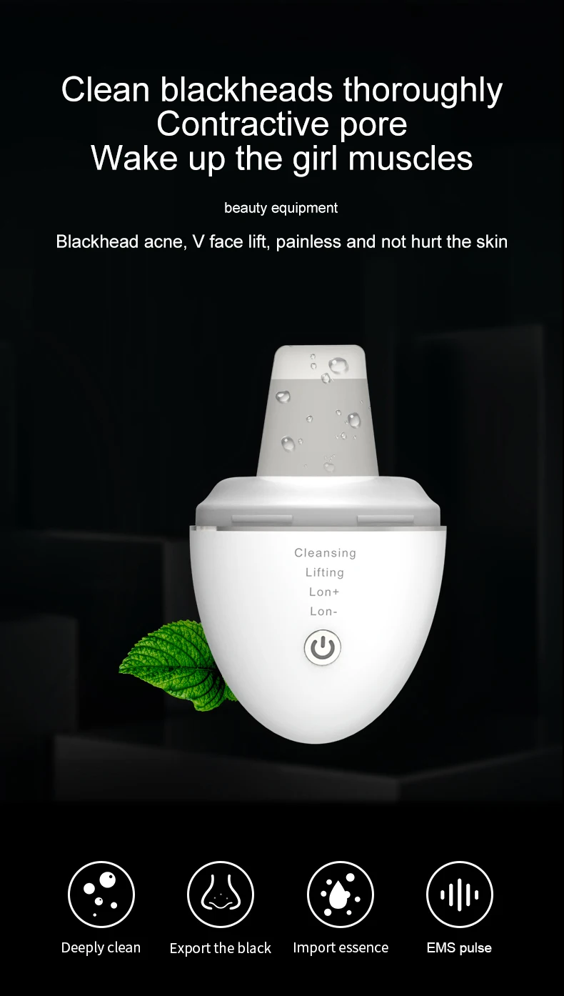 professional Electric facial dead skin peeling sonic cleaning ultrasonic skin scrubber blackhead remover face spatula