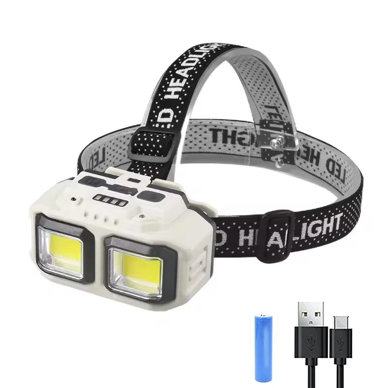 Hot Big Cob Super Bright 1200mah 4 Modes Powerful Usb Rechargeable Waterproof Head Torch Light Tactical Flashlights Led Headlamp