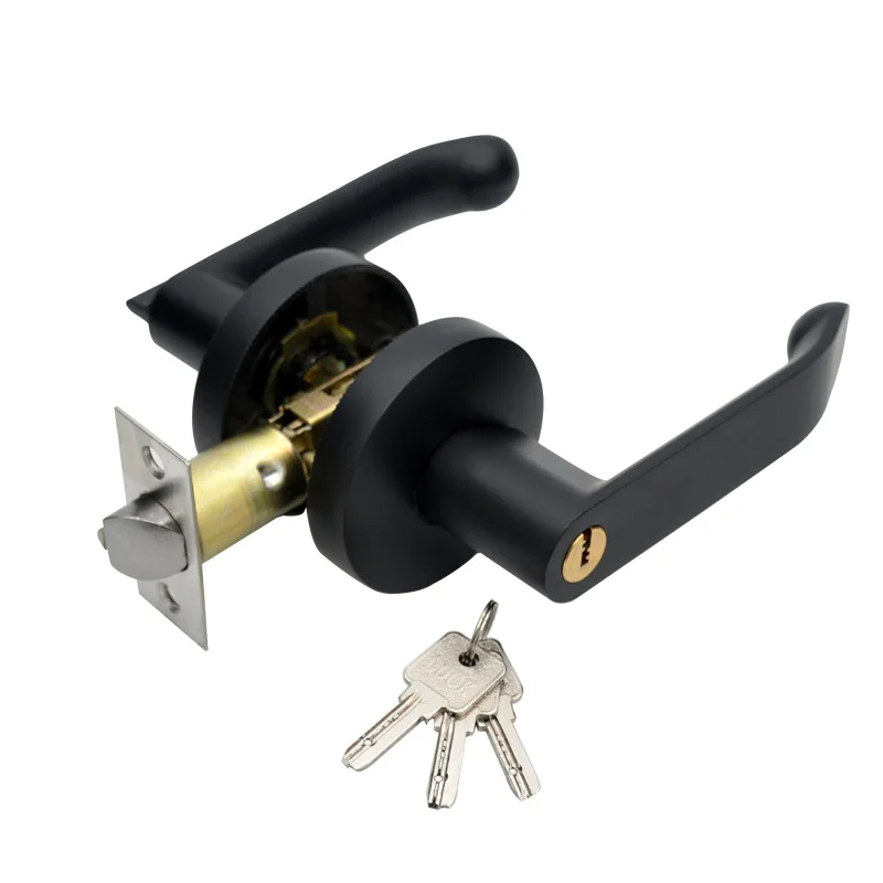 Keyed Entry Lever Door Lock and Closet Lockset with Wave Handle Hardware for Interior and Exterior Doors