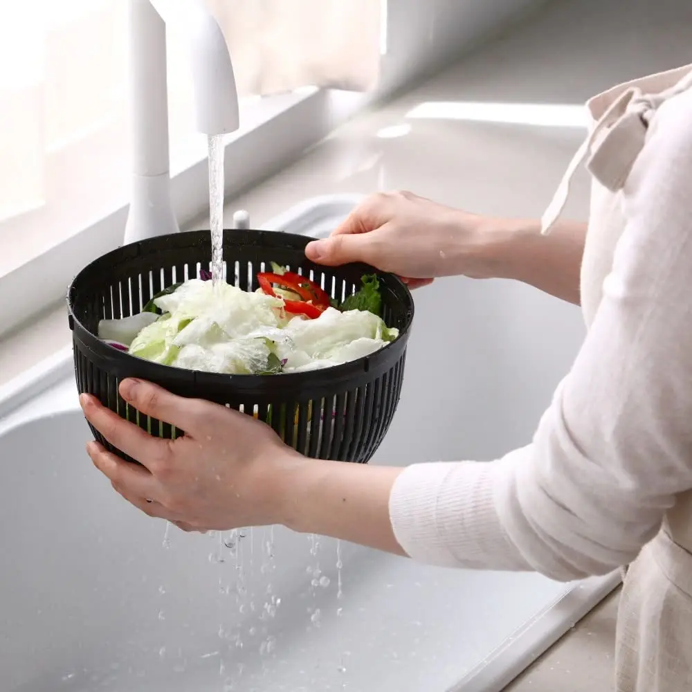 Большой Спиннер для салата объемом 5 л, Вращающаяся крышка для мытья овощей, чаша для хранения, функциональная кнопка остановки салата