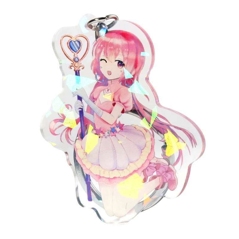 
Wholesale Custom holographic Plastic Charms Promotional Gift Creative Customized Personalized Anime printed Acrylic Keychains 