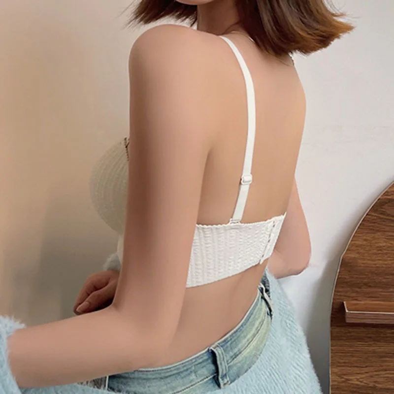 One piece seamless underwear small chest gathered show size no steel ring support shaped anti slip anti sagging bra