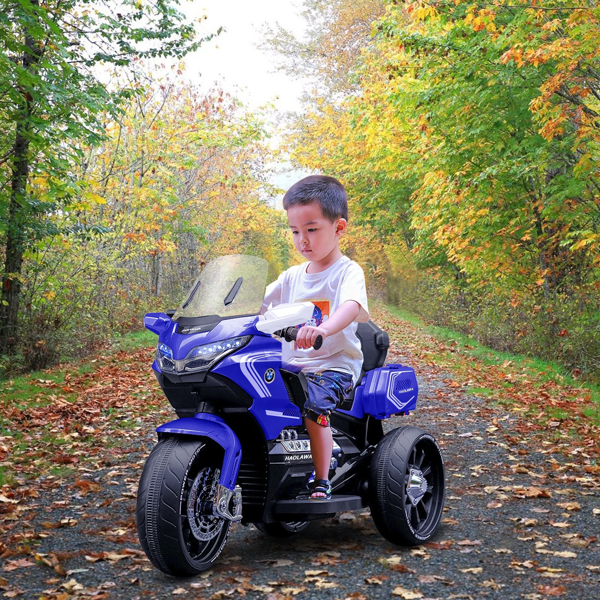 Ride-on cars for kids motorbike two-seater learning toys 4WD 12V/7A/10A battery tricycle motorcycle 390W motor Pedal to the gas