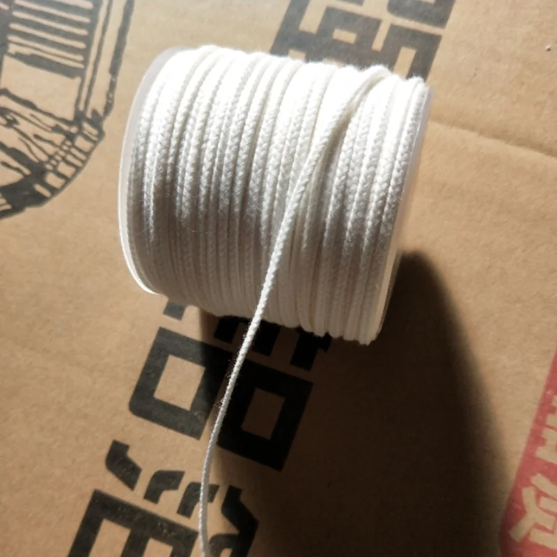 4mm Flat Braid Cotton Wick Rope for Oil Lamp Packaged in Roll for Lighting Packaging