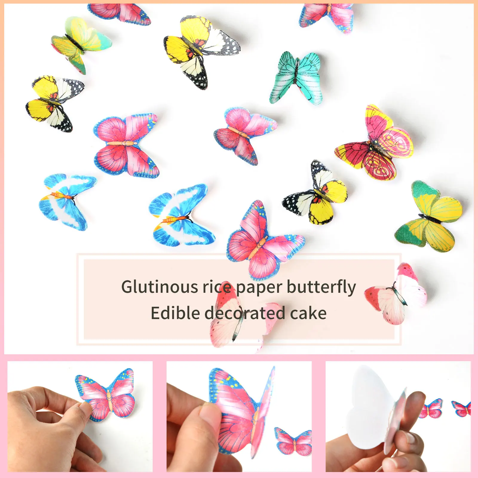 Edible Butterfly Wafer Paper Cake Toppers Rice Paper Edible Butterfly Happy Birthday Food Cupcake Decorations