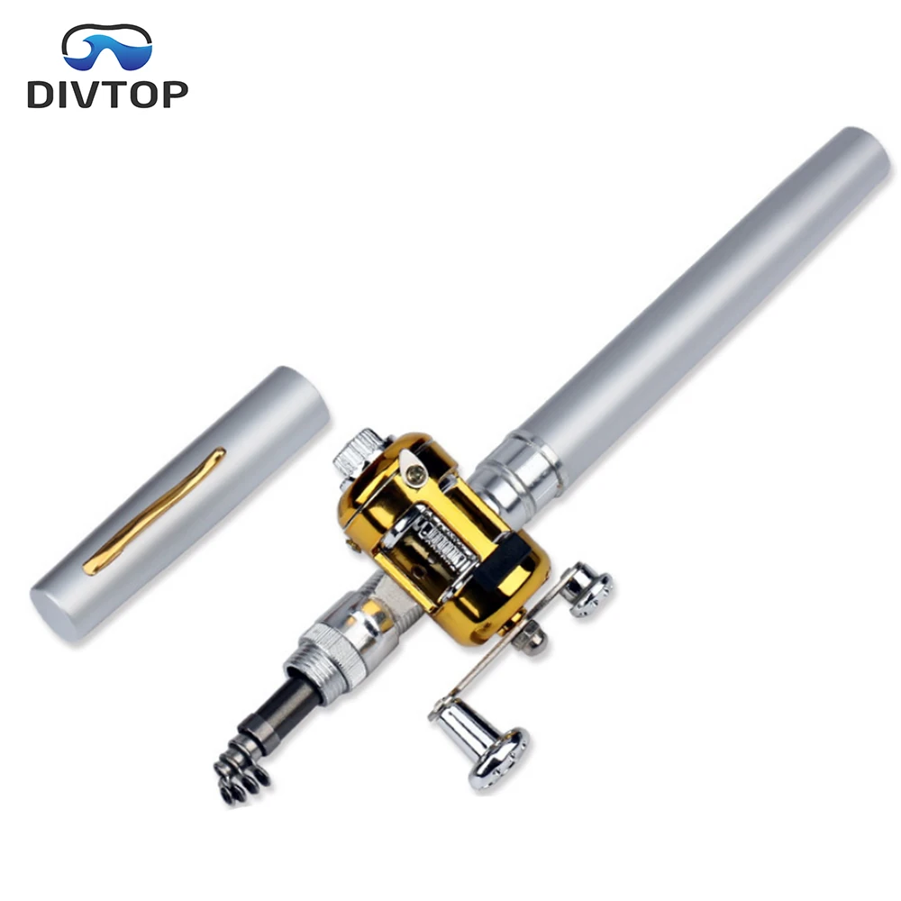 Outdoor Portable Mini Telescopic Pocket Fish Pen, Aluminum Alloy Fishing Rod Pole for Gifting