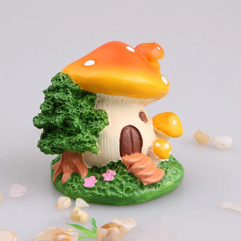 DIY Micro Landscape Colorful Mushroom House Ornament Resin Garden Miniature Statue For Patio Yard Decorations