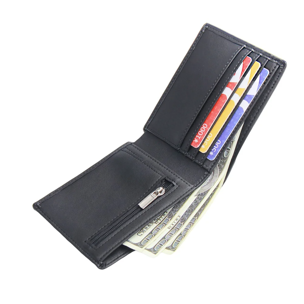 low MOQ customized card wallet pu leather slim wallet men