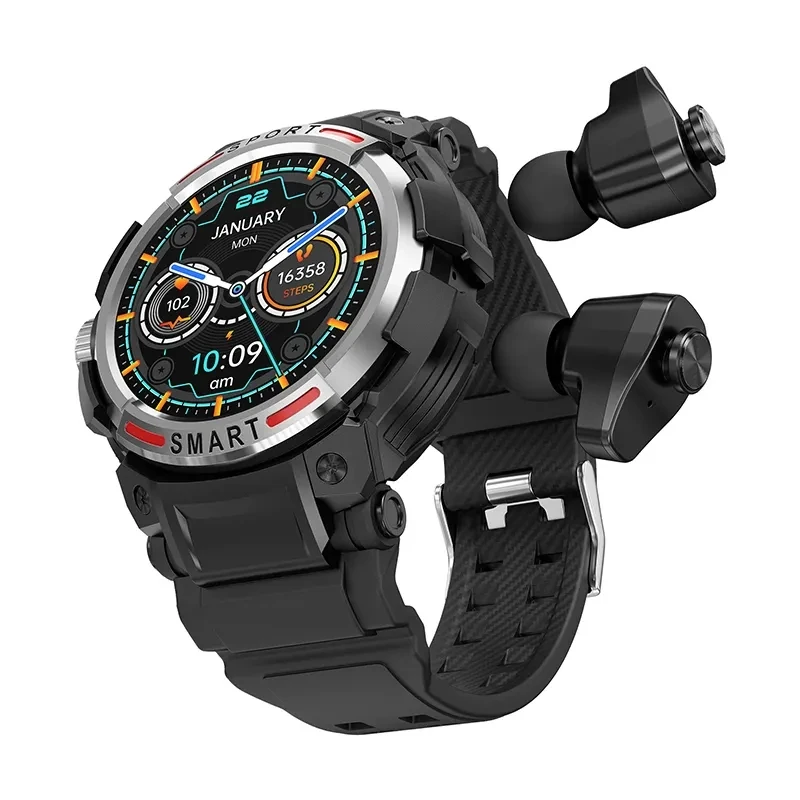 2023 Newest Great Quality Fashion GT100 Smart Watch 2 in 1 Earphones IP67 Waterproof Fitness Smart Watch