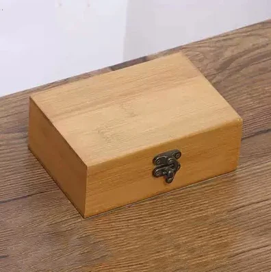 Japanese bamboo wooden storage box Rectangular solid wood with lock clamshell wooden box Tea essential oil bamboo gift box