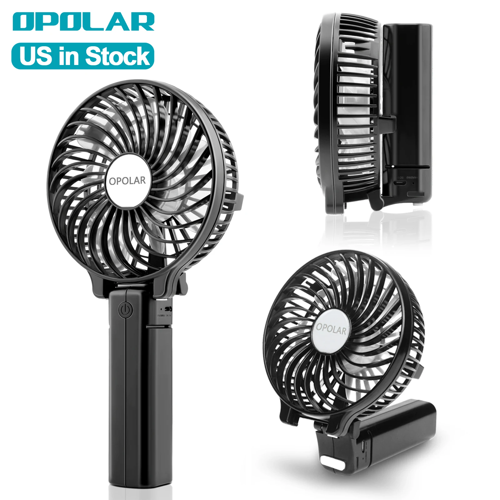 OPOLAR 2200mAh Small Hand Held Fans USB Rechargeable Portable Handheld Fan Electric Air Cooling Mini Foldable Clip Fan
