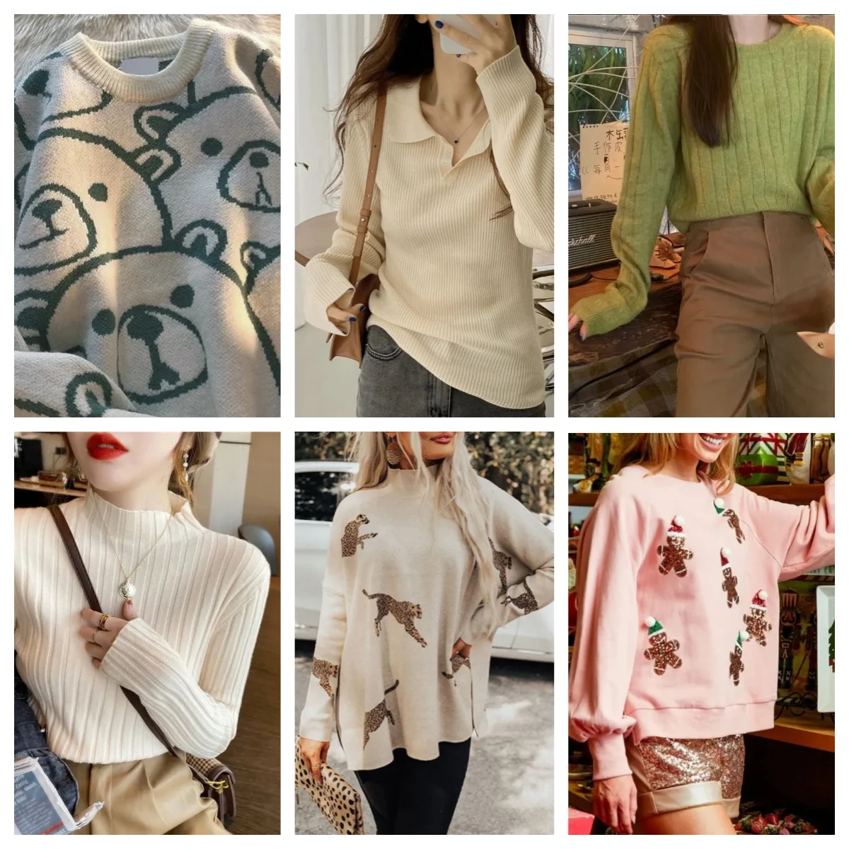 Оптовая продажа высококачественный Зимний пуловер с длинными рукавами и круглым вырезом вязаный свитер для женщин Случайная Доставка