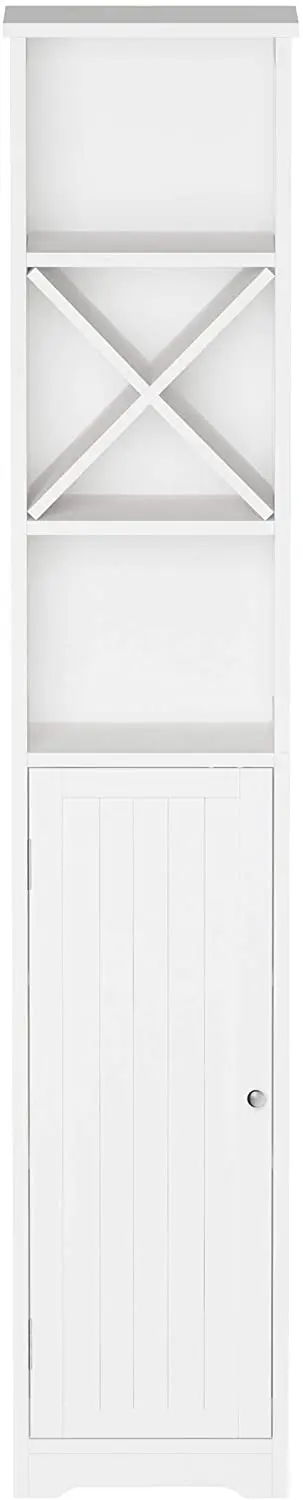 Bathroom Corner Cabinet, Modern White Small Bathroom Floor Cabinet Multifunctional Narrow Wooden Toilet Storage Rack Organizer w