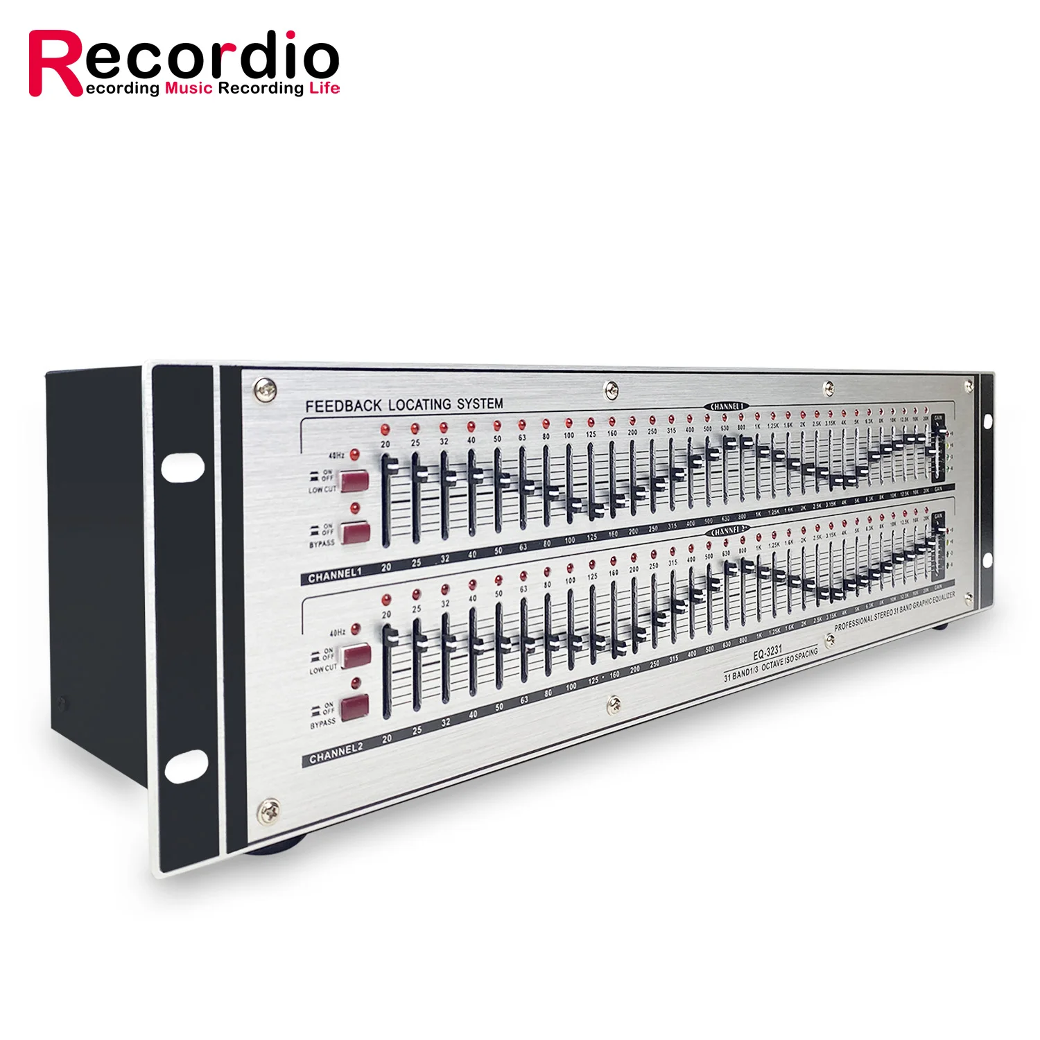 GAX-EQ3231 Dual 31-band Professional Audio Graphic Digital Equalizer with Subwoofer Output 1/3-octave Constant Q Frequency Bands