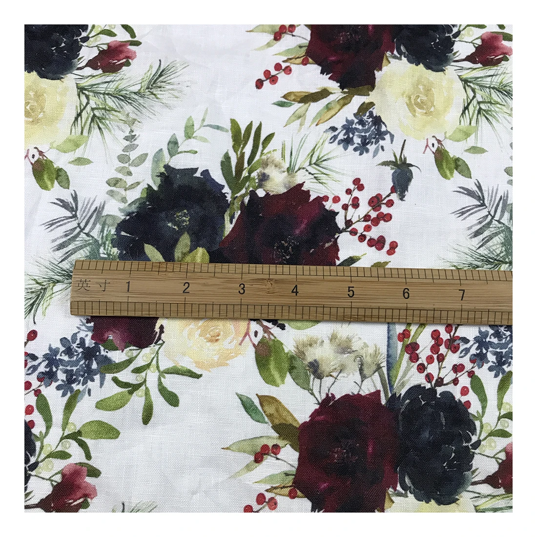 The factory outlet flowers design custom 100% linen fabric digital printing for garment