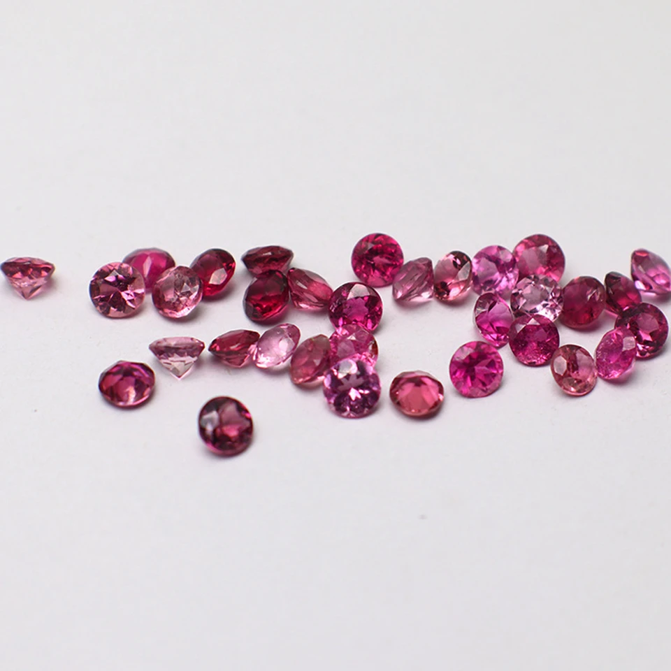 High Quality Pure Stone Natural Tourmaline Candy Colour Round Inlaid Gemstone For Diy Ring Necklace Earrings Bracelet