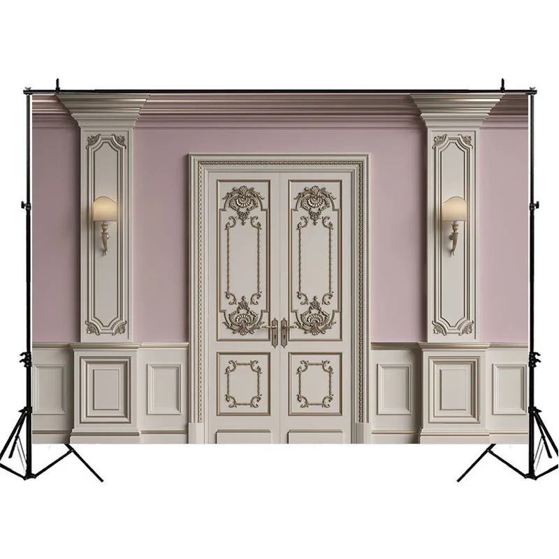 Custom size design Hot Selling Old Door Broken Wall Photo Studio Backdrops Red Flowers Tree Children Kids Photography Background