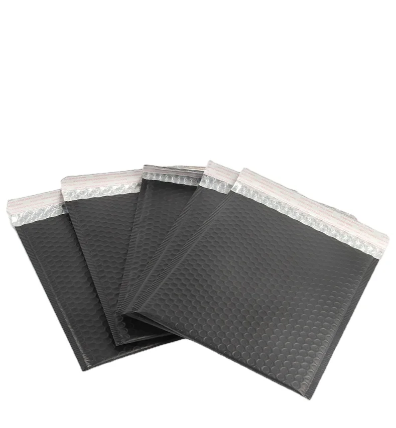 
Metallic Matte Black Bubble Mailing Envelop Aluminum Film Bubble Wrapped Mailing Envelope Custom Printed Logo 