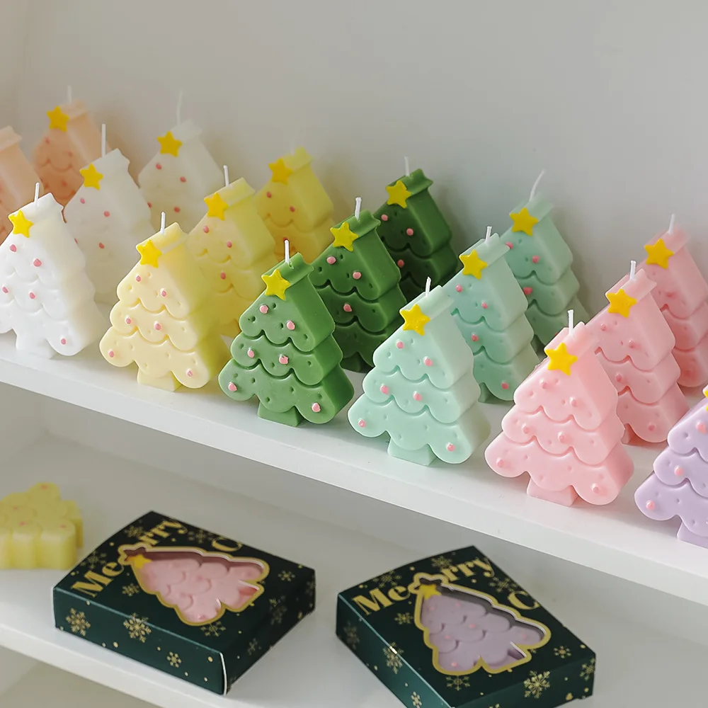 2024 Creative holiday gift with fragrance wholesale five-pointed star Christmas tree snowflake candle