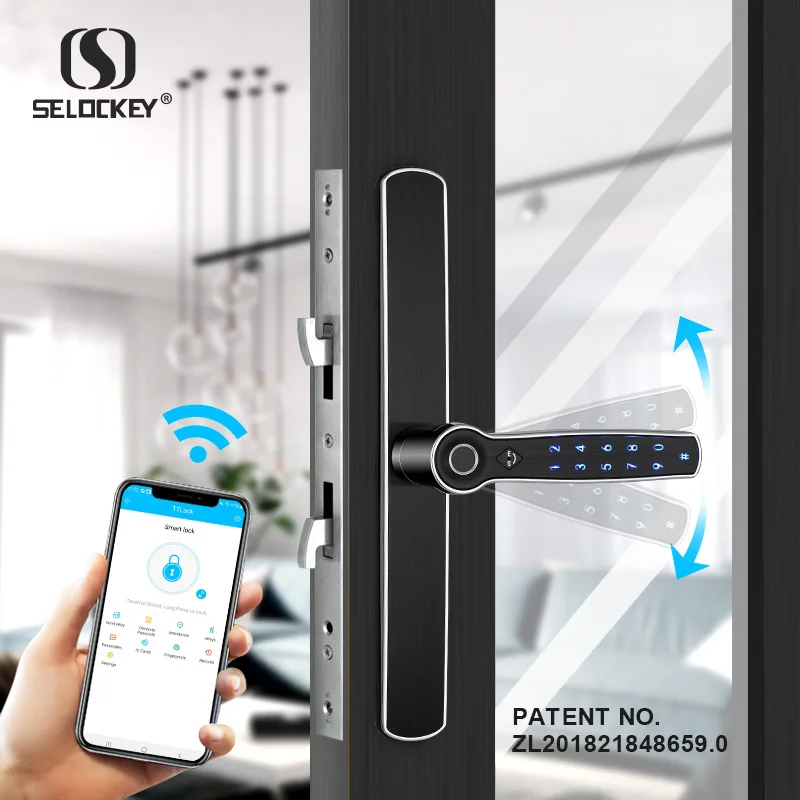 35A Смарт алюминиевый дверной замок приложение ttlock wifi-интеллект отпечатков пальцев на ручке клавиатуры карты ключи алюминиевые раздвижные дверные