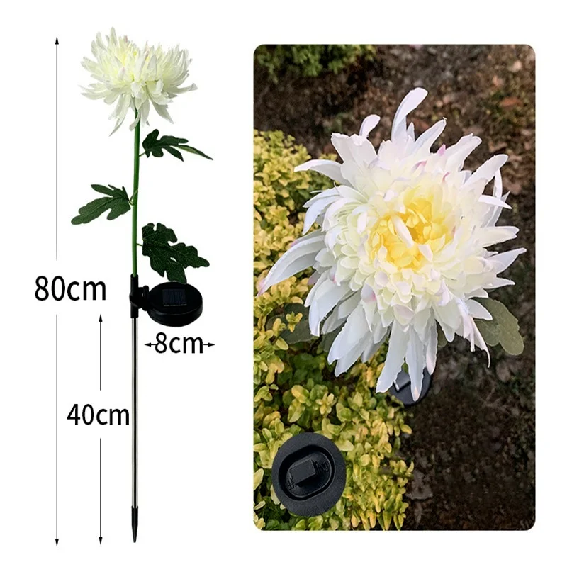 Outdoor Garden Pathway Landscaping Lawn Decor Led Solar Powered Flower Lights Chrysanthemum