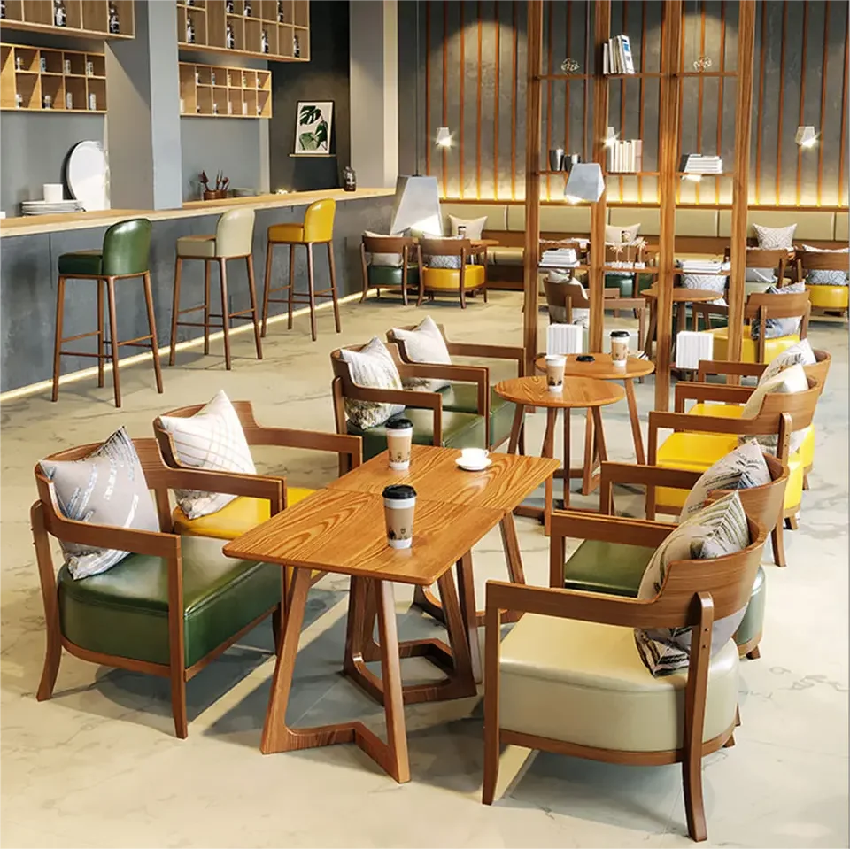 Best Wooden Dining restaurant booth seating 1 Table and 4 Chair Sets Outdoor Garden Indoor Commercial Function 6/12/10 Seater