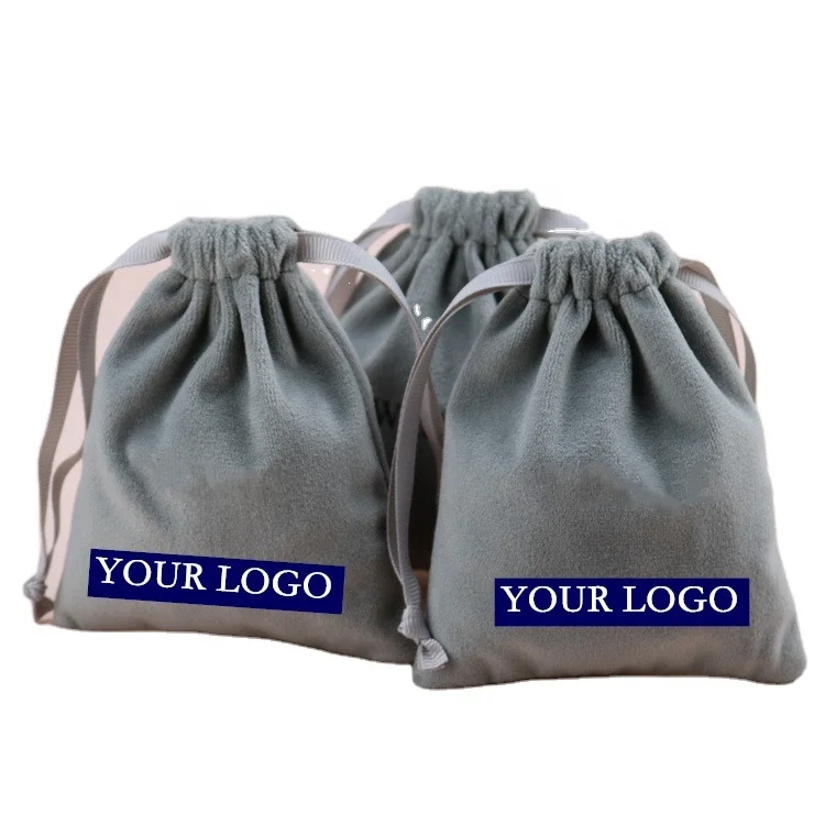 Flannel Jewelry Bracelet Packaging Ribbon Drawstring Chic Velvet Pouch for Wedding Favor Gift Bags Packing Storage Jewelry Pouch