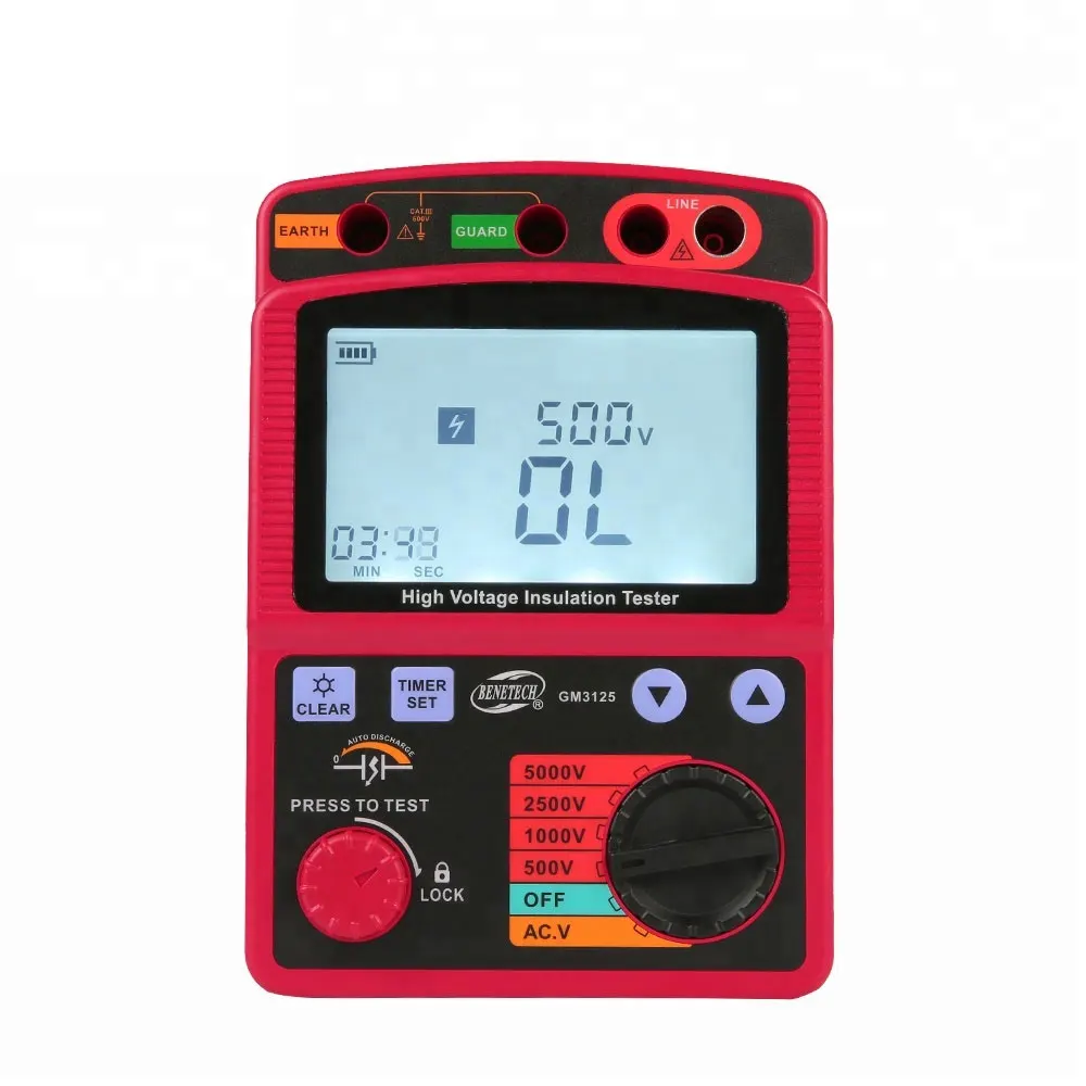 Digital High Voltage Insulation Resistance Tester  Meter 500V/1000V/2500V/5000V