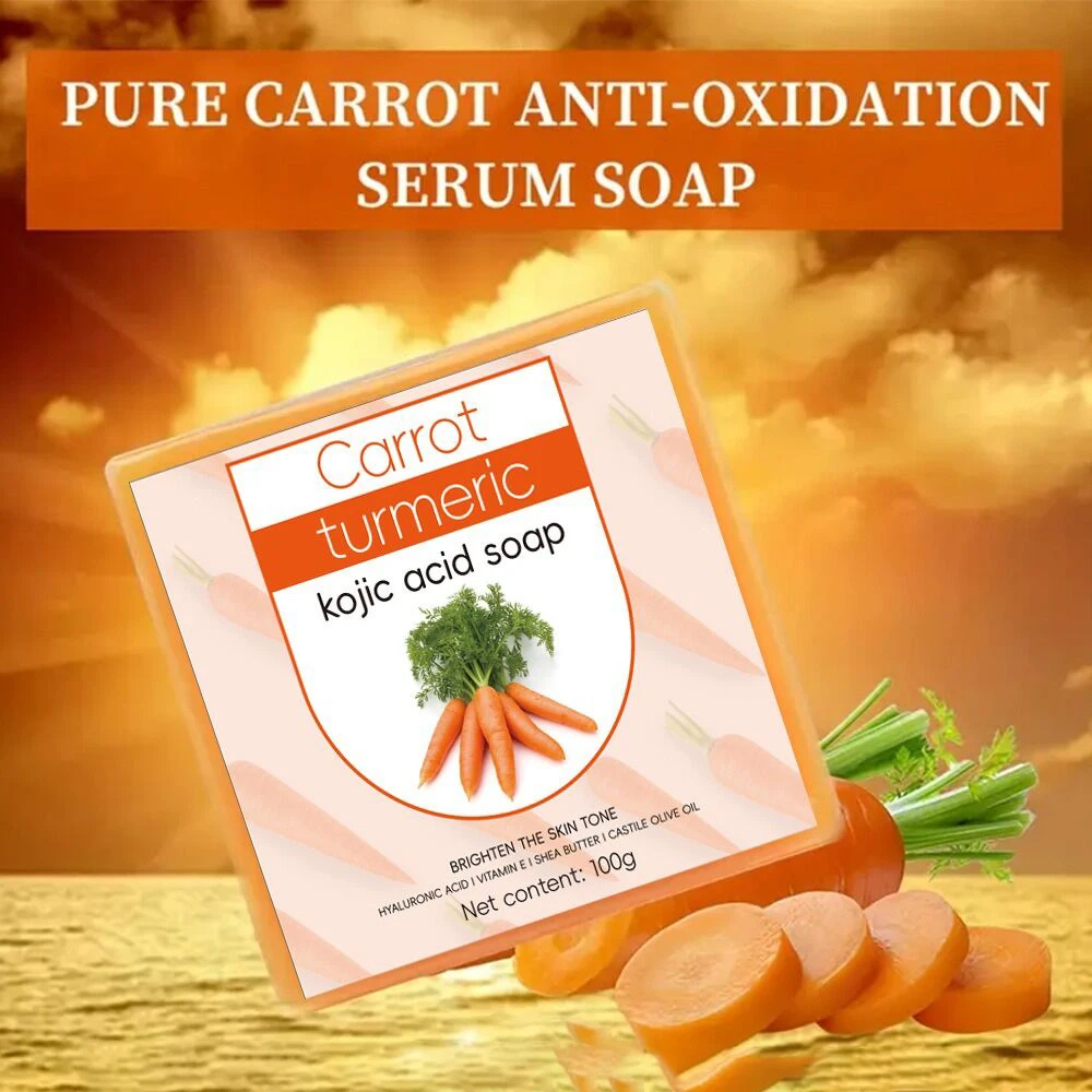 Custom Logo Private Label 100g Natural Carrot Turmeric Kojic Acid Handmade Bath Soap Bar Moisturizing and nourishing skin